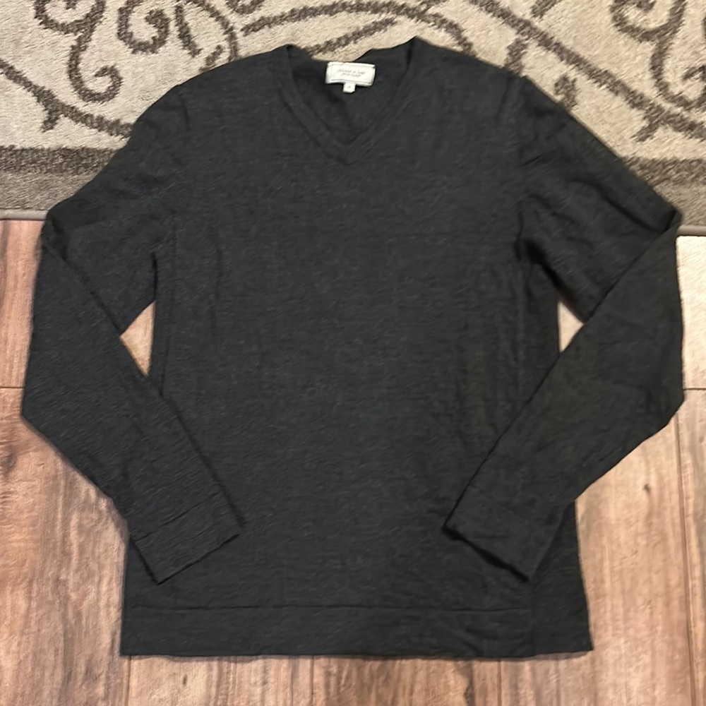 Frank & Oak Gray V-Neck Wool Pullover Sweater XL